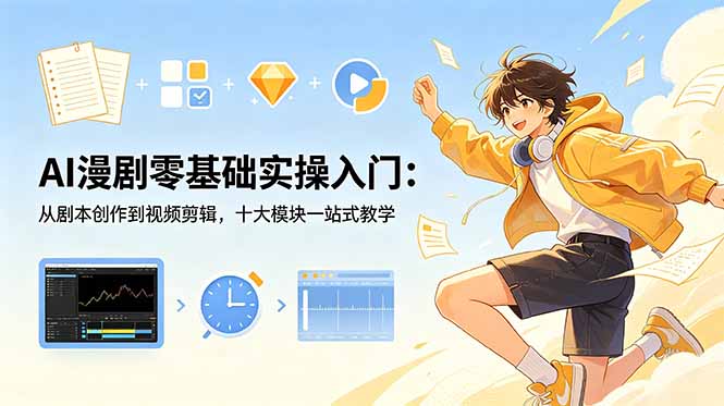 AI漫剧零基础实操入门:从剧本创作到视频剪辑,十大模块一站式教学-网赚项目平台