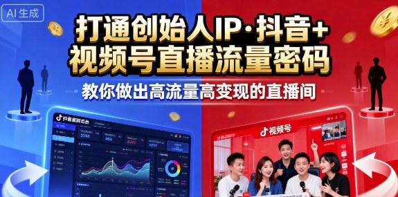 25年直播9-10两期线下课,打通创始人IP,抖音+视频号直播流量密码,教你做出高流量高变现的直播间-网赚项目平台