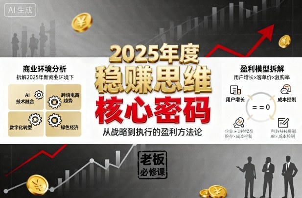 2025年度稳賺思维老板创业营,拆解2025年新商业环境下,企业实现持续盈利的核心密码-网赚项目平台