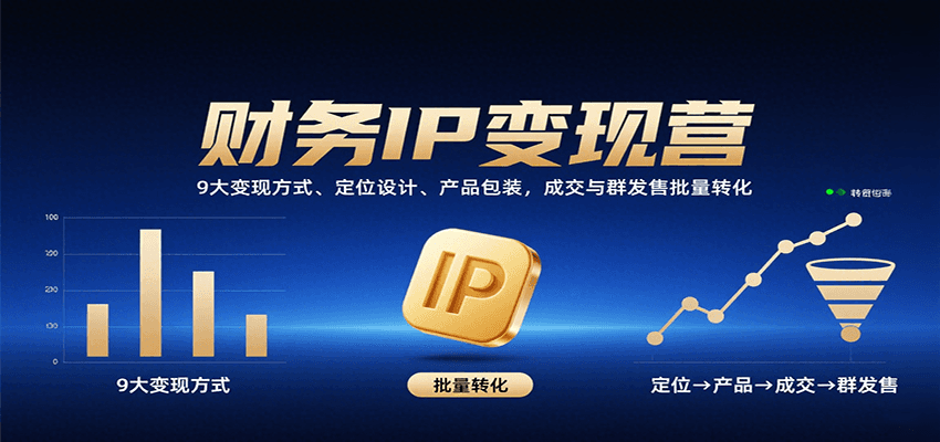 财务IP变现营：9大变现方式、定位设计、产品包装，成交与群发售批量转化-网赚项目平台
