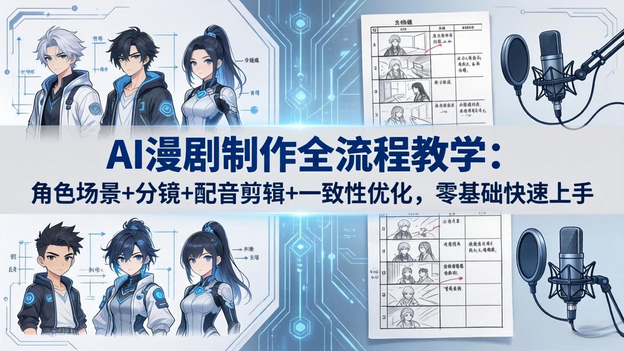 AI漫剧制作全流程教学：角色场景+分镜+配音剪辑+一致性优化，零基础快速上手-网赚项目平台