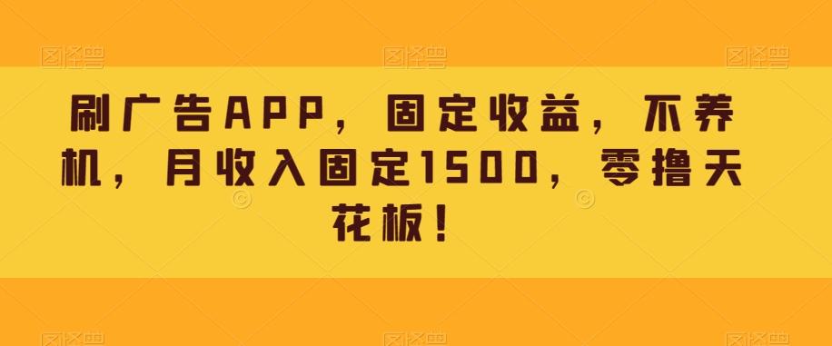 刷广告APP，固定收益，不养机，月收入固定1500，零撸天花板！-网赚项目平台