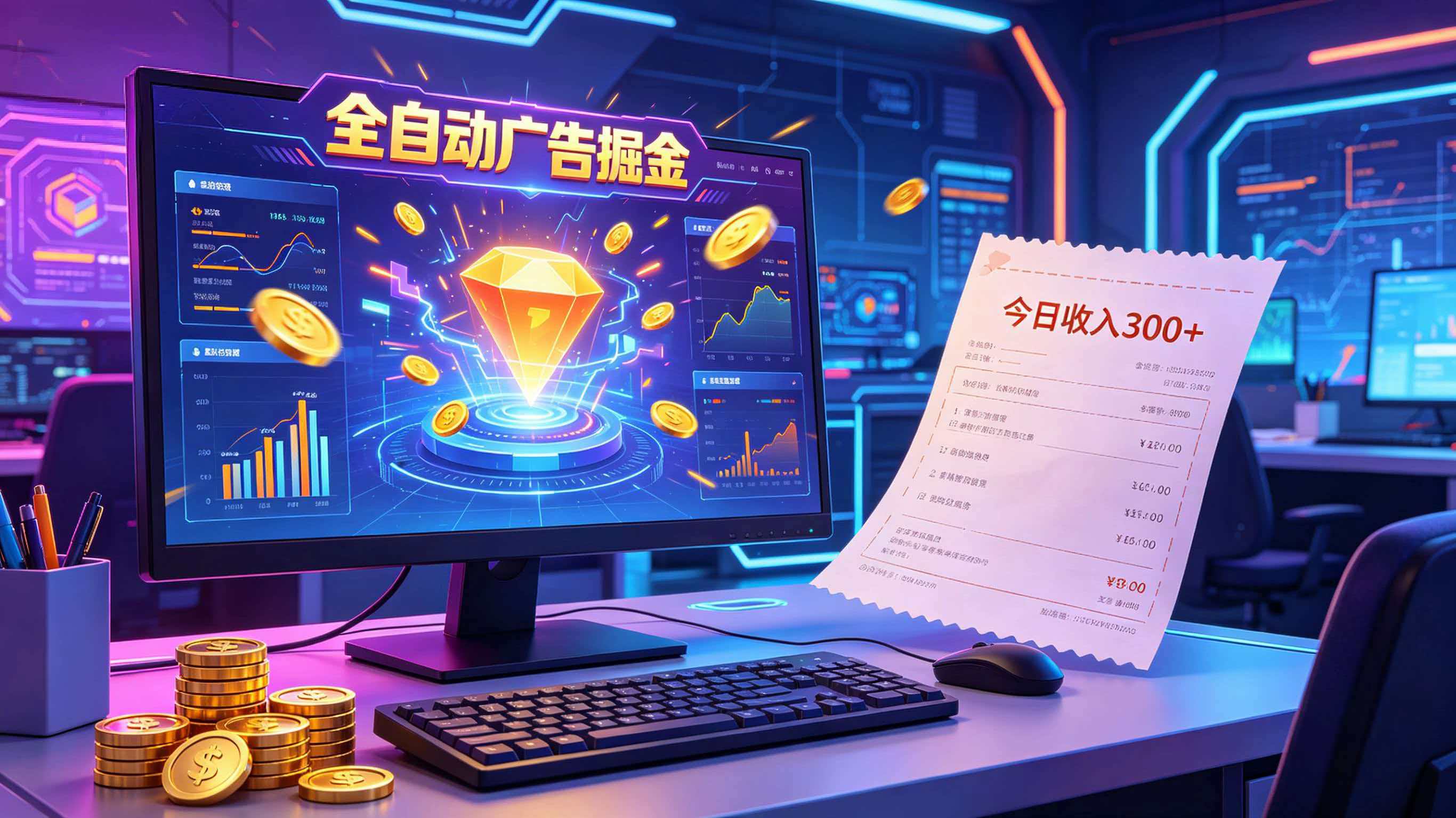 全自动广告掘金,日入300+。全程Ai自动化运行,解放双手,时间自由。收益稳定-网赚项目平台
