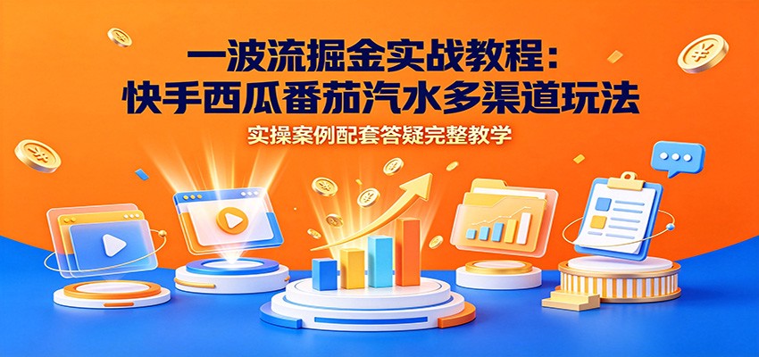 一波流掘金实战教程：快手西瓜番茄汽水多渠道玩法，实操案例配套答疑完整教学-网赚项目平台