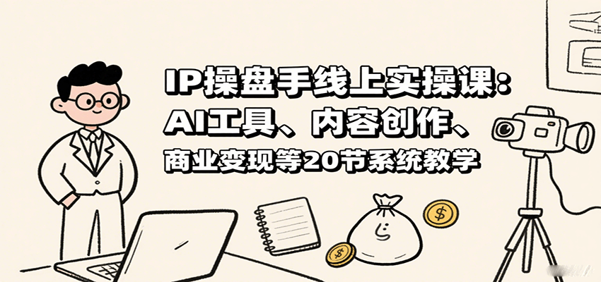 IP操盘手线上实操课：AI工具、内容创作、商业变现等20节系统教学-网赚项目平台