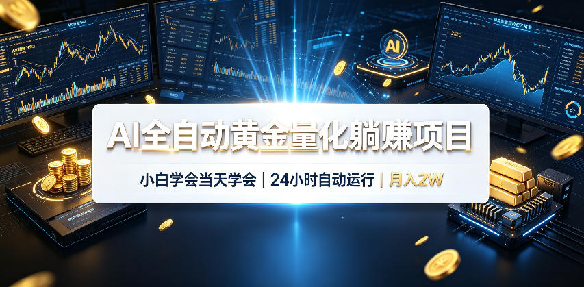 AI全自动黄金量化躺賺项目，24小时自动运行，月入2W！-网赚项目平台