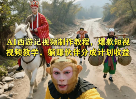 AI西游记视频制作教程，爆款短视频教学，躺賺伙伴分成计划收益-网赚项目平台