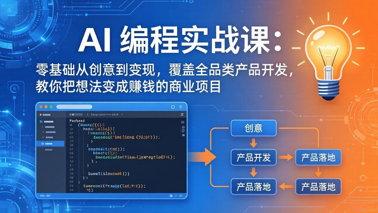 AI编程实战课-第三期-5月3更新：零基础从创意到变现，覆盖全品类产品开发，把想法变成赚钱项目-网赚项目平台