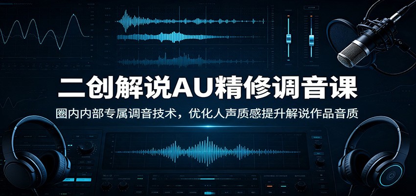 二创解说AU精修调音课：圈内内部专属调音技术，优化人声质感提升解说作品音质-网赚项目平台