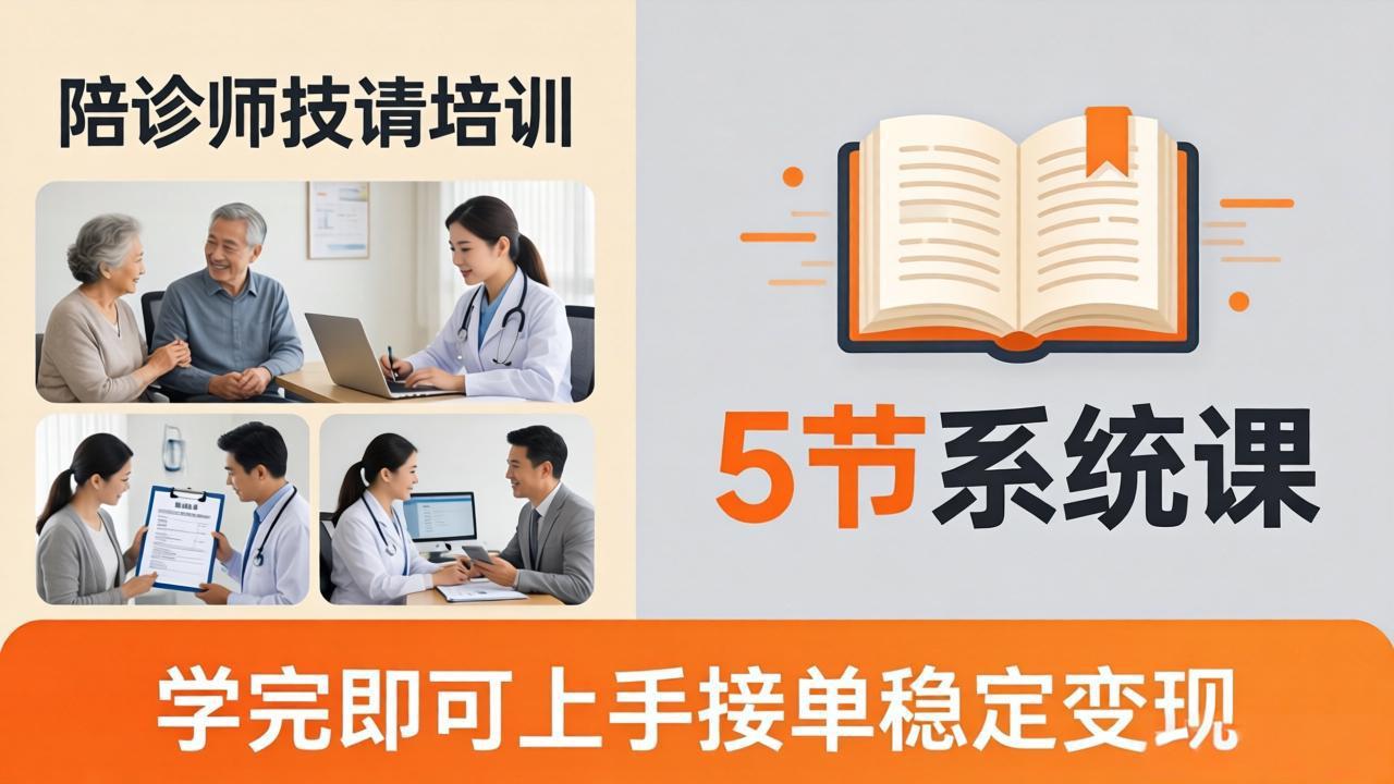 想做陪诊师不知从何下手？5节系统课教你掌握核心技能，学完即可上手接单稳定变现-网赚项目平台