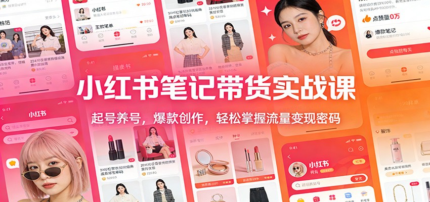 小红书笔记带货实战课:起号养号,爆款创作,轻松掌握流量变现密码-网赚项目平台
