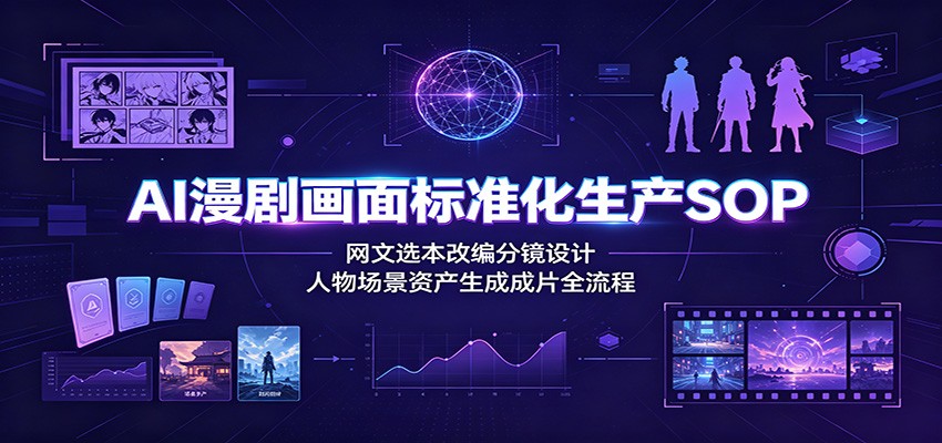 AI漫剧画面标准化生产SOP：网文选本改编分镜设计，人物场景资产生成成片全流程-网赚项目平台