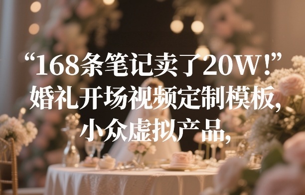 168条笔记卖了20W！婚礼开场视频定制模板，小众虚拟产品-网赚项目平台