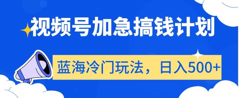 视频号加急搞钱计划，蓝海冷门玩法，日入500+【揭秘】-网赚项目平台
