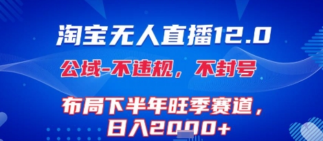 淘宝无人直播12.0，不封号，不违规，布局下半年旺季赛道，日入1k+(独家技术)【揭秘】-网赚项目平台