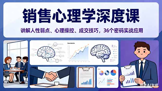 销售心理学深度课，讲解人性弱点、心理操控、成交技巧，36个密码实战应用-网赚项目平台