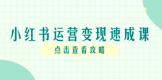 小红书运营变现速成课，账号搭建到暴力起号，个人IP全流程指南-网赚项目平台