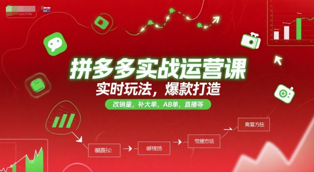 拼多多实战运营课，实时玩法，爆款打造，改销量，补大单，AB单，直播等(更新2025月)-网赚项目平台