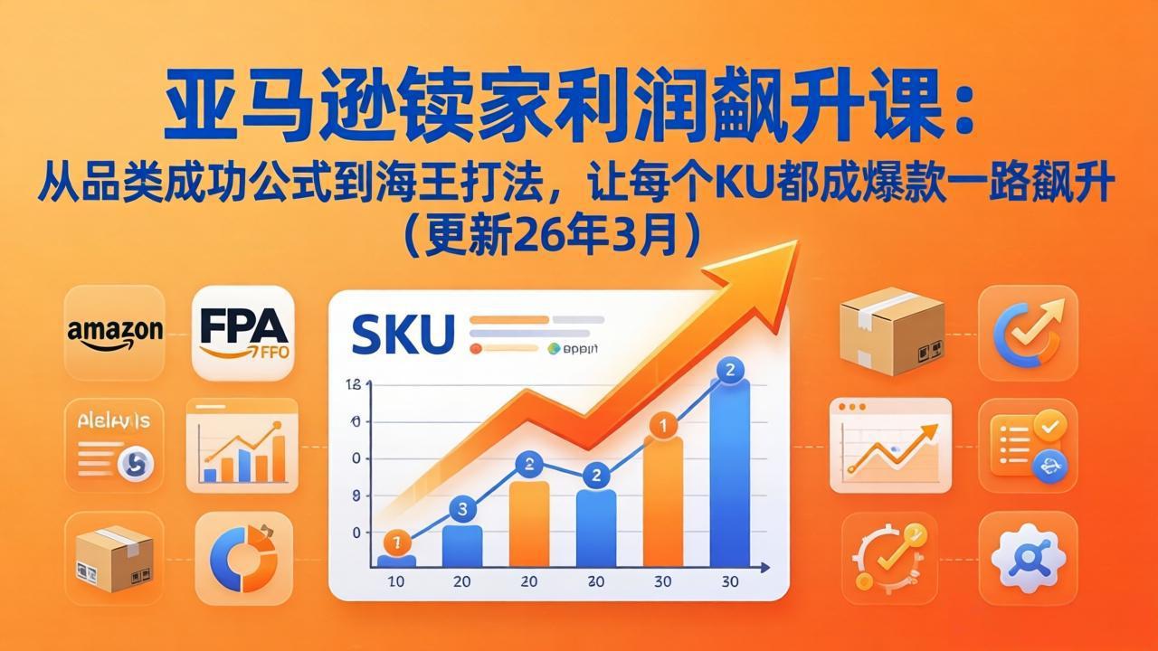 亚马逊卖家利润飙升课：从品类成功公式到海王打法，让每个SKU都成爆款一路飙升(更新26年3月-网赚项目平台