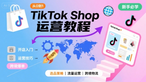 TikTok Shop从0到1运营教程，TikTok跨境电商新手必学课程-网赚项目平台