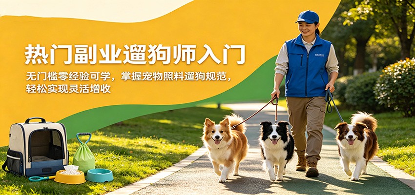 热门副业遛狗师入门，无门槛零经验可学，掌握宠物照料遛狗规范，轻松实现灵活增收-网赚项目平台