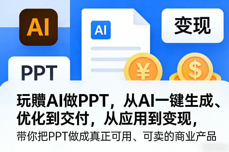 玩賺AI做PPT，从AI一键生成、优化到交付，从应用到变现，带你把PPT做成真正可用、可卖的商业产品(更新0421)-网赚项目平台