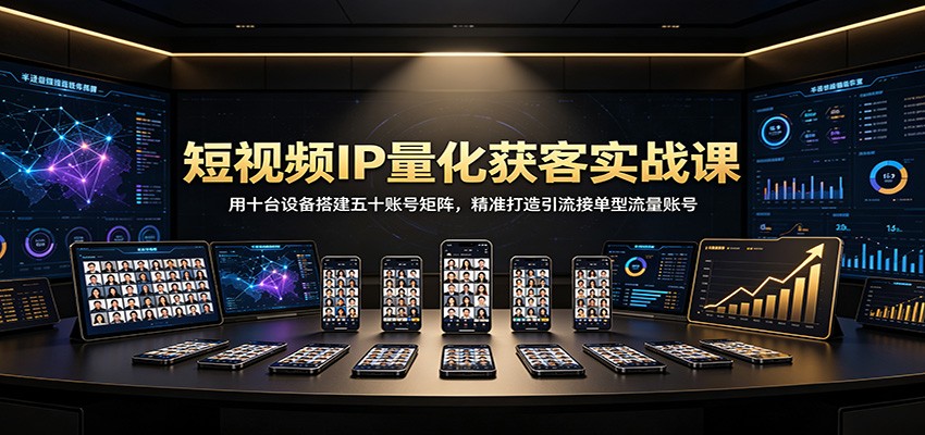 短视频IP量化获客实战课：用十台设备搭建五十账号矩阵，精准打造引流接单型流量账号-网赚项目平台