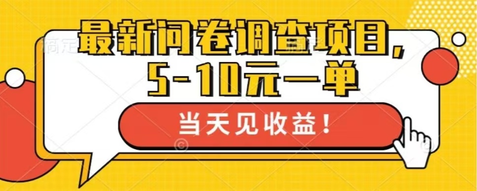 最新问卷调查项目，单日零撸100＋-网赚项目平台
