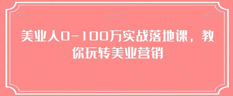 美业人0-100万实战落地课，教你玩转美业营销-网赚项目平台