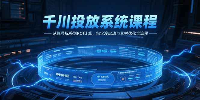 千川投放系统课程，从账号标签到ROI计算，包含冷启动与素材优化全流程-网赚项目平台