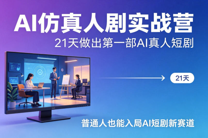 AI仿真人剧实战营，21天做出第一部AI真人短剧，普通人也能入局AI短剧新赛道(更新)-网赚项目平台