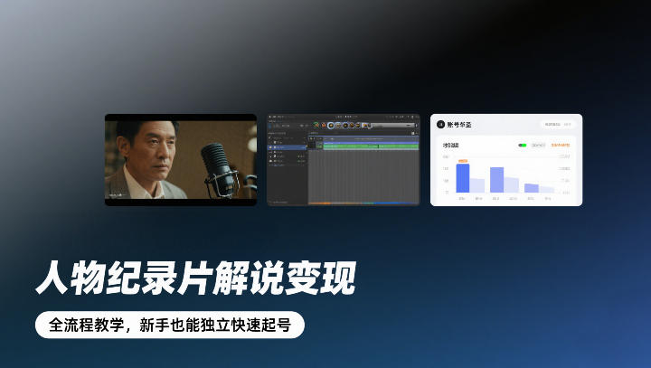 人物纪录片解说变现，全流程教学，新手也能独立快速起号-网赚项目平台