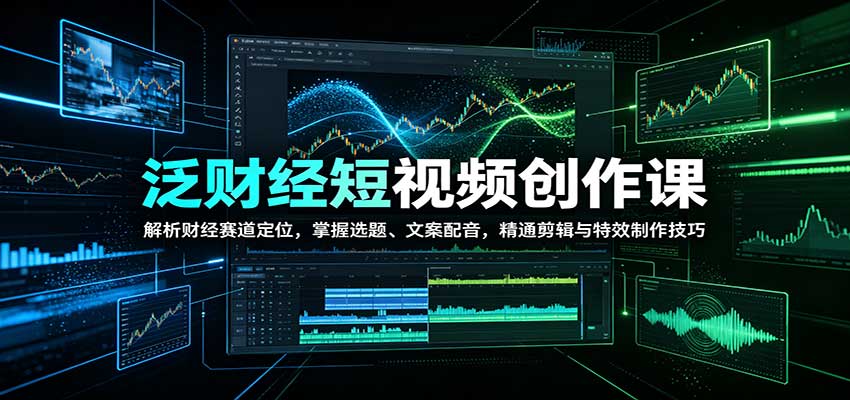 泛财经短视频创作课：解析财经赛道定位，掌握选题、文案配音，精通剪辑与特效制作技巧-网赚项目平台