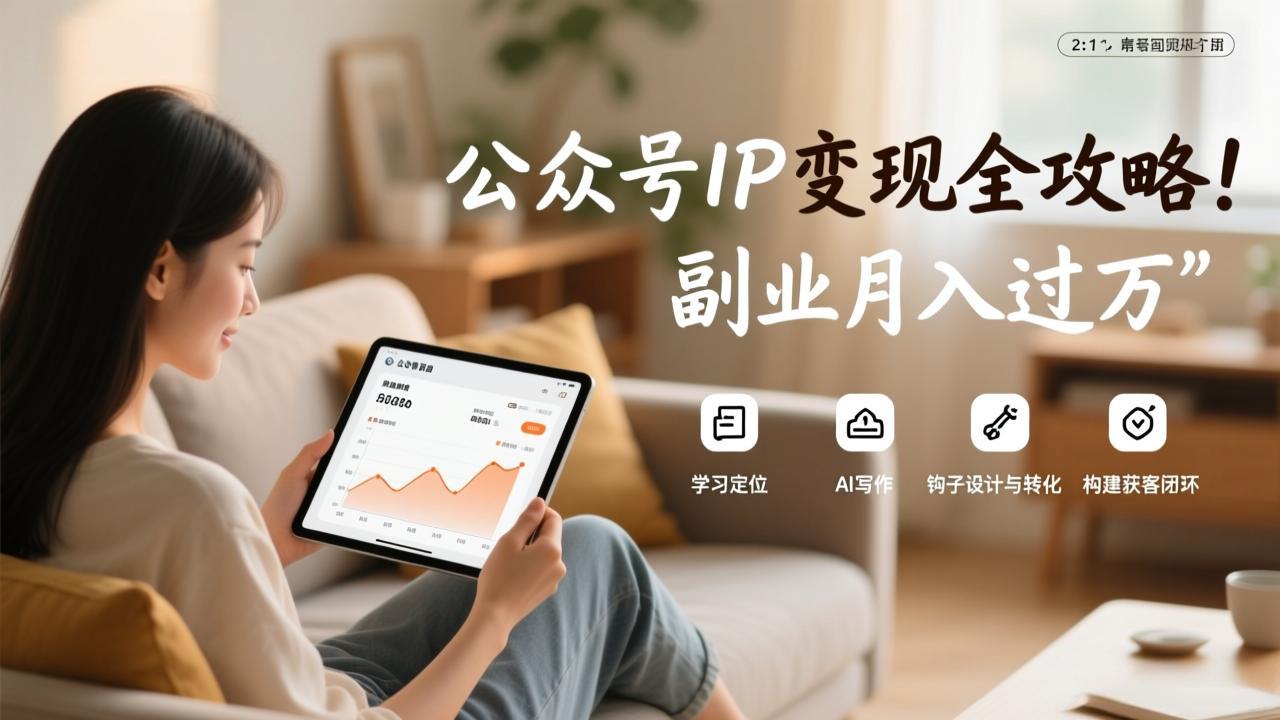 公众号IP变现全攻略，学习定位、AI写作、钩子设计与转化，构建获客闭环，副业月入过万-网赚项目平台