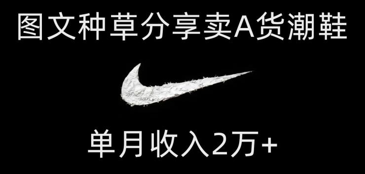 靠图文种草分享卖A货潮鞋，每天一小时，单月收入2万+【揭秘】-网赚项目平台