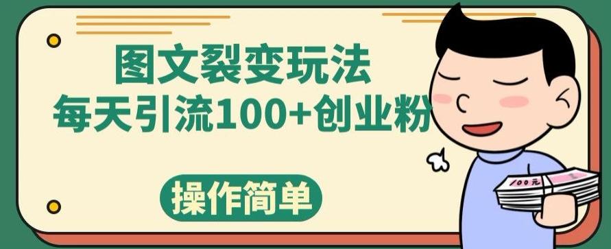 图文裂变玩法，每天引流100+创业粉，操作简单-网赚项目平台
