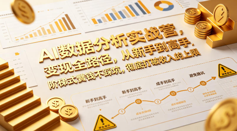 AI数据分析实战营，变现全路径，从新手到高手，阶梯式賺钱不踩坑，彻底打破收入的上限-网赚项目平台