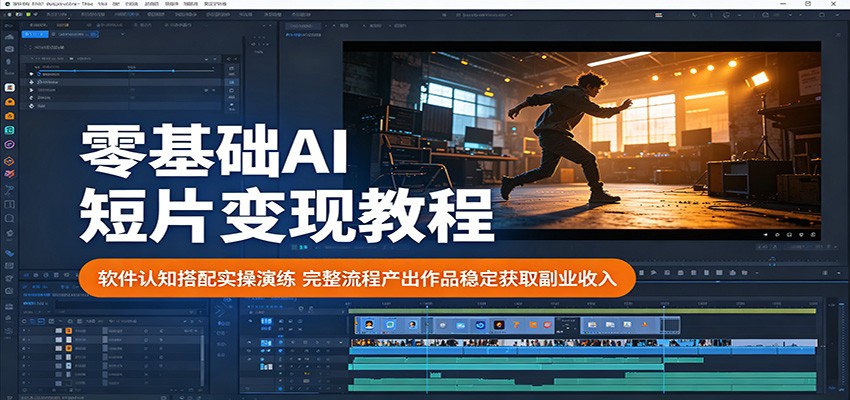 零基础AI短片变现教程：软件认知搭配实操演练，完整流程产出作品稳定获取副业收入-网赚项目平台