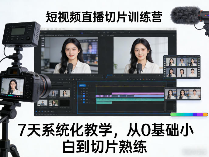 短视频直播切片训练营，7天系统化教学，从0基础小白到切片熟练-网赚项目平台