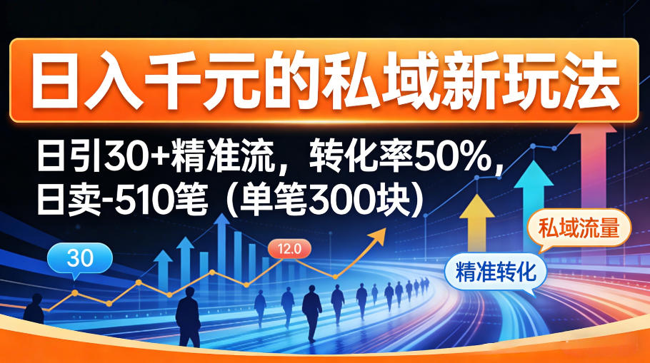 日入千米的私域新玩法：日引30＋精准流，转化率50%，日卖5-10笔(单笔300米)-网赚项目平台
