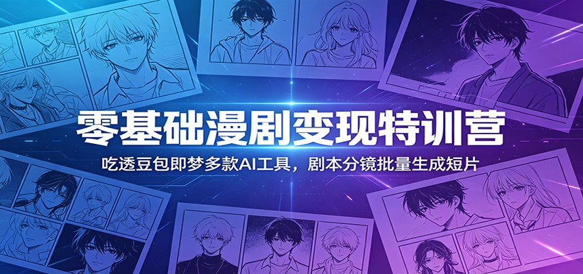 零基础漫剧变现特训营：玩转豆包即梦多款AI工具，剧本分镜批量生成短片-网赚项目平台