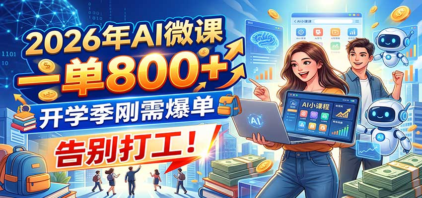 2026年AI微课，一单800+，开学季刚需爆单，告别打工！-网赚项目平台
