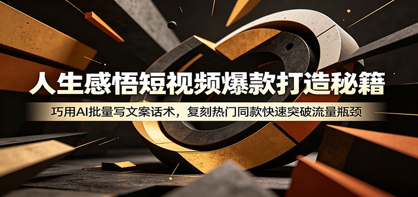 人生感悟短视频爆款打造秘籍：巧用A 批量写文案话术，复刻热门同款快速突破流量瓶颈-网赚项目平台