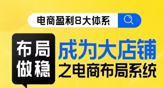 八大体系布局篇·布局做稳，成为大店的电商布局线上课-网赚项目平台