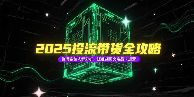 2025投流带货全攻略，账号定位人群分析，短视频图文商品卡运营-网赚项目平台
