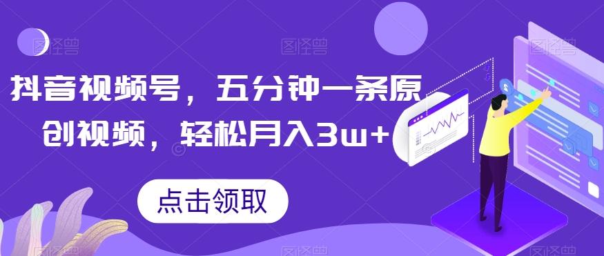 抖音视频号，五分钟一条原创视频，轻松月入3w+【独家秘诀，传授赚钱方法】【揭秘】-网赚项目平台