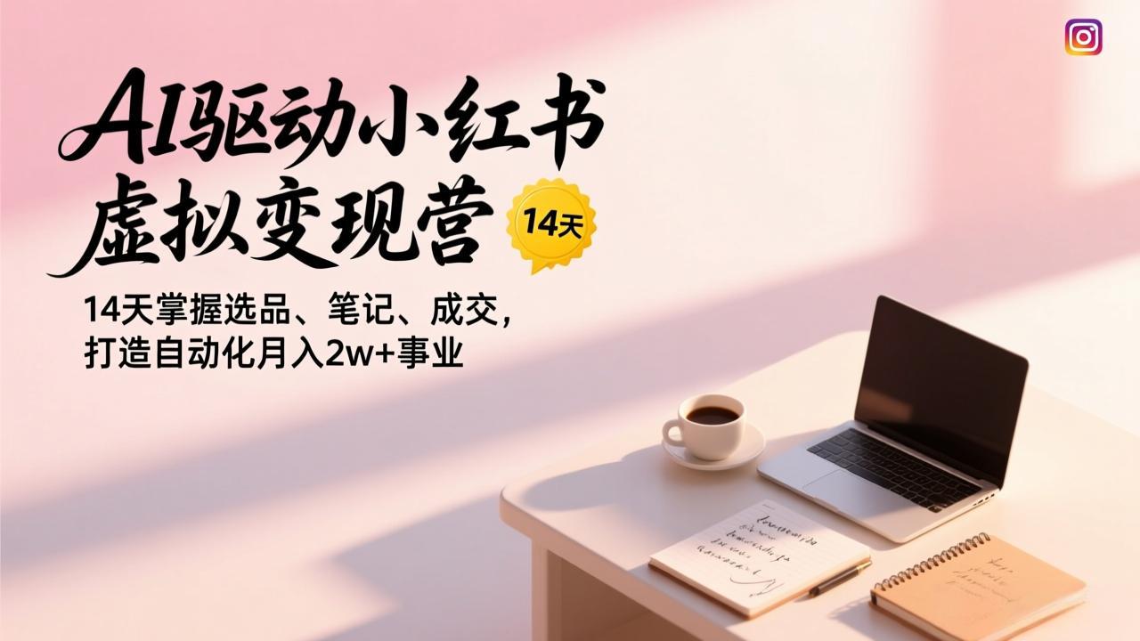 AI驱动小红书虚拟变现营，14天掌握选品、笔记、成交，打造自动化月入2w+事业-网赚项目平台