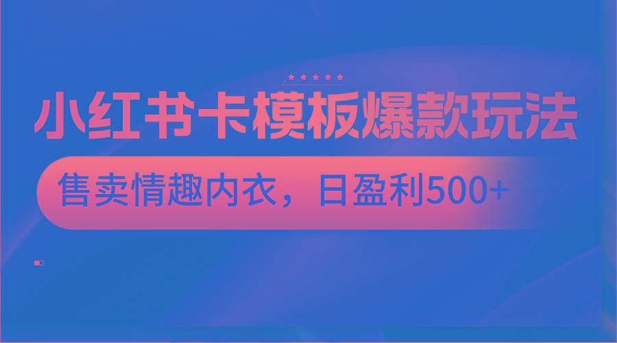 小红书卡模板爆款玩法，售卖情趣内衣，日盈利500+-网赚项目平台