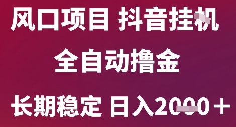 风口项目，六月最新玩法抖音无人挂G，全自动撸金，长期稳定 日入2k+【揭秘】-网赚项目平台