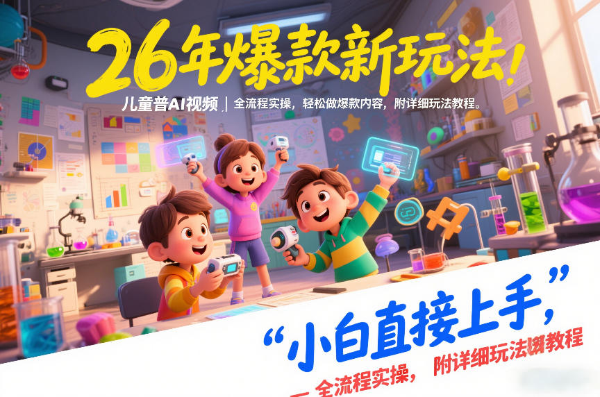 26年爆款新玩法，儿童科普AI视频，全流程实操，轻松做爆款内容，小白直接上手，附详细玩法教程-网赚项目平台